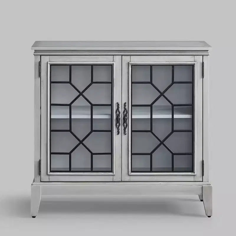 Meuble d'appoint de 91 cm de large avec 2 portes, meuble de rangement de style vintage avec pieds en bois massif