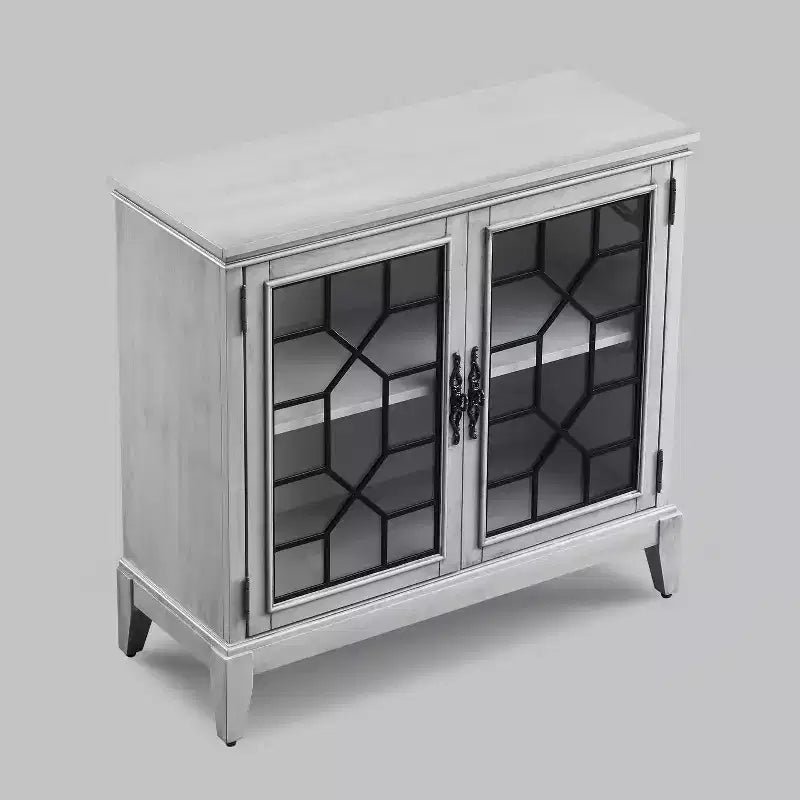 Meuble d'appoint de 91 cm de large avec 2 portes, meuble de rangement de style vintage avec pieds en bois massif