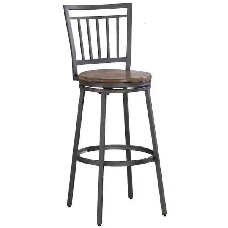 Stockton 25 Metal Swivel Stool - Slate Grey - Golden Oak Seat