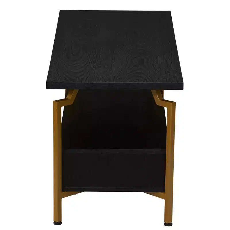 Meuble TV avec compartiment de rangement - Chêne Noir / Noyer Rustique