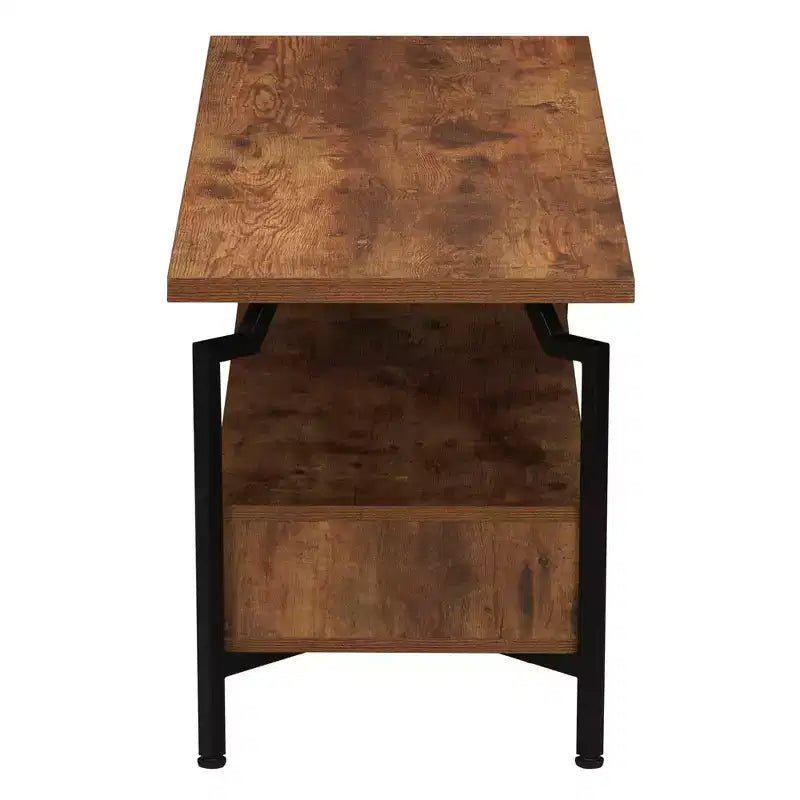 Meuble TV avec compartiment de rangement - Chêne Noir / Noyer Rustique