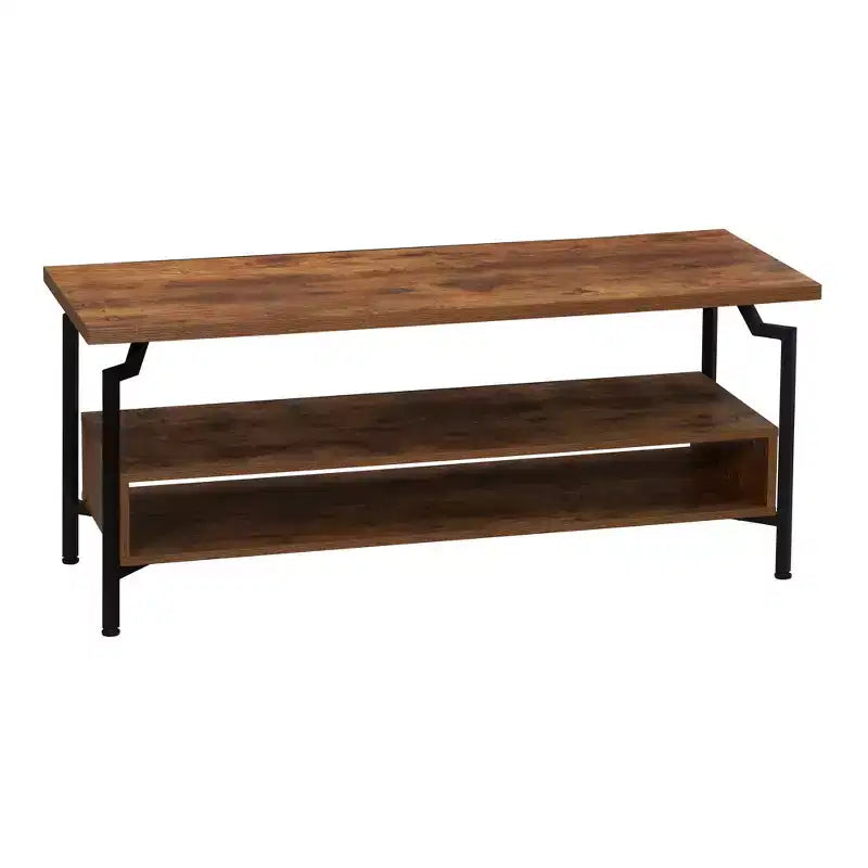 Meuble TV avec compartiment de rangement - Chêne Noir / Noyer Rustique
