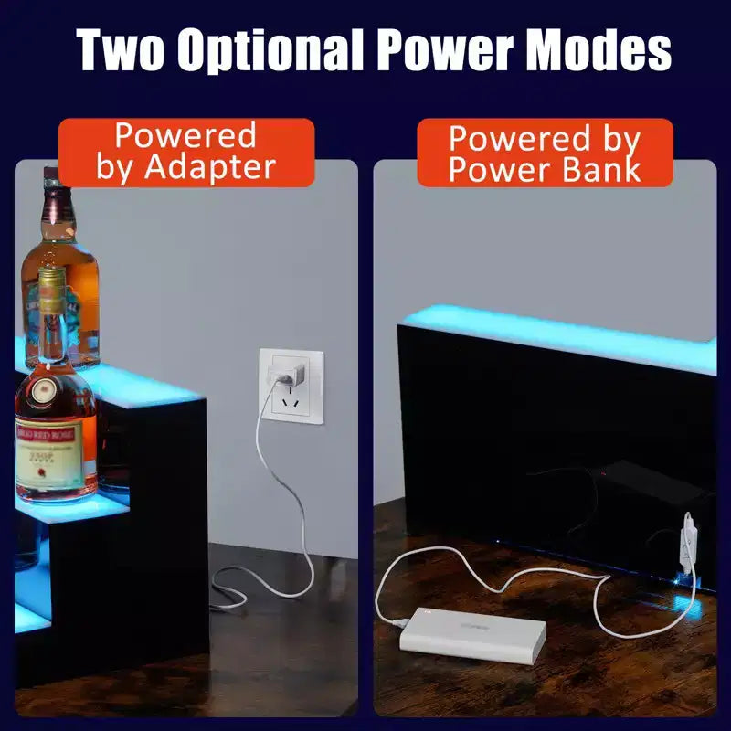 Étagère de présentation pour bouteilles d'alcool, 3 niveaux 20 pouces, en acrylique éclairé avec télécommande et contrôle via application
