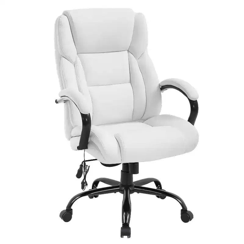 Chaise de bureau ergonomique à dossier haut avec support lombaire – Noir / Marron / Blanc