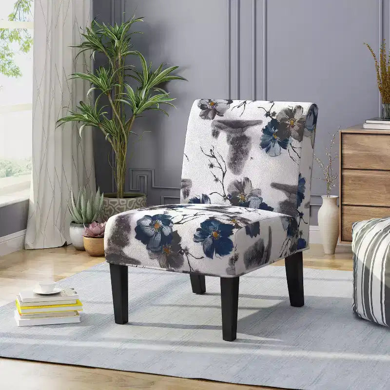 Fauteuil d'appoint rembourré avec pieds coniques – Plusieurs couleurs et motifs