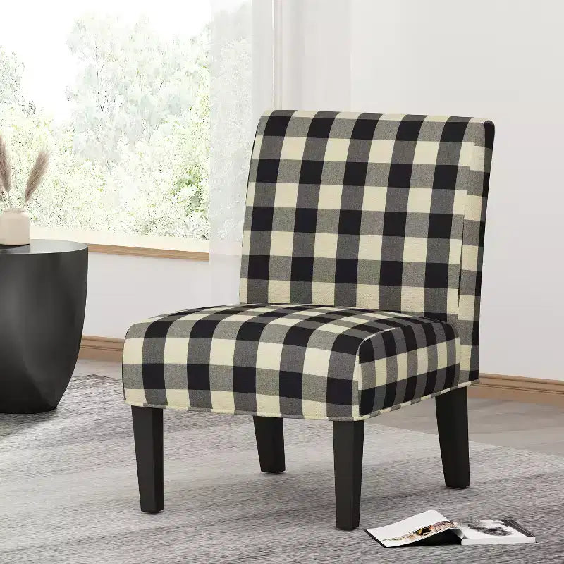Fauteuil d'appoint rembourré avec pieds coniques – Plusieurs couleurs et motifs