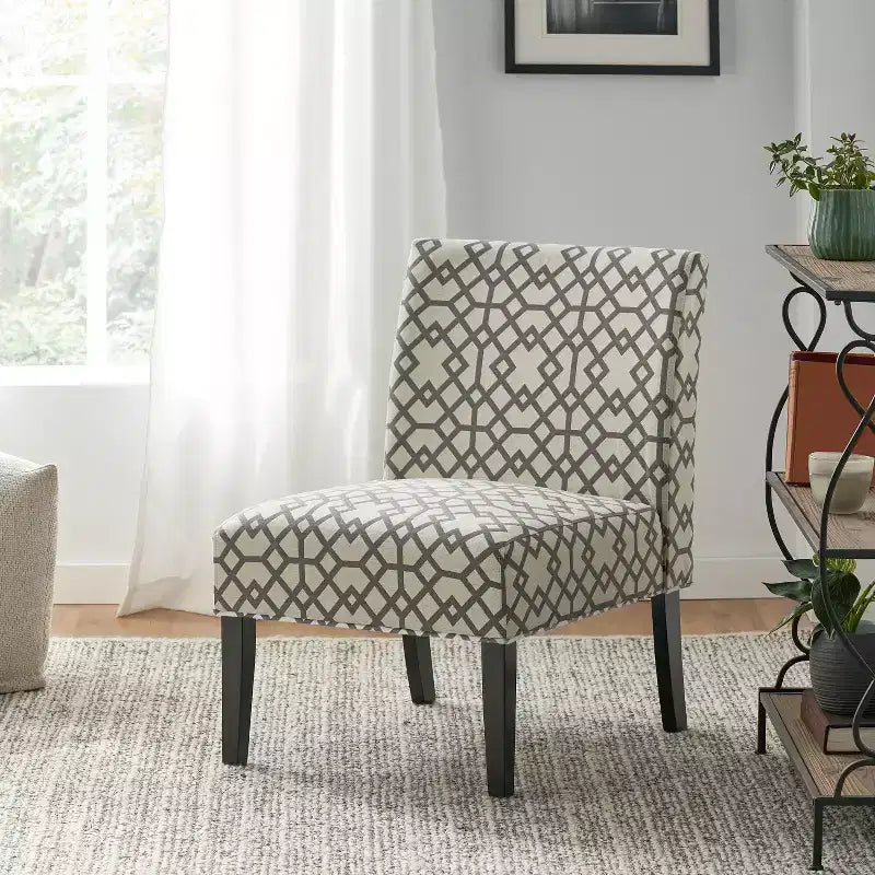 Fauteuil d'appoint rembourré avec pieds coniques – Plusieurs couleurs et motifs