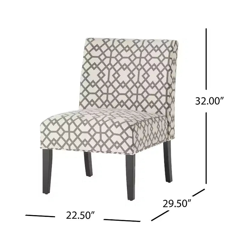 Fauteuil d'appoint rembourré avec pieds coniques – Plusieurs couleurs et motifs