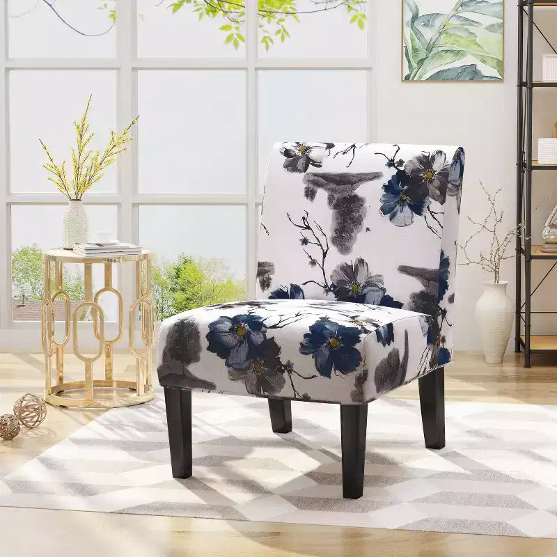 Fauteuil d'appoint rembourré avec pieds coniques – Plusieurs couleurs et motifs