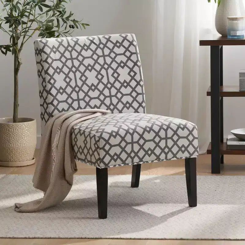 Fauteuil d'appoint rembourré avec pieds coniques – Plusieurs couleurs et motifs