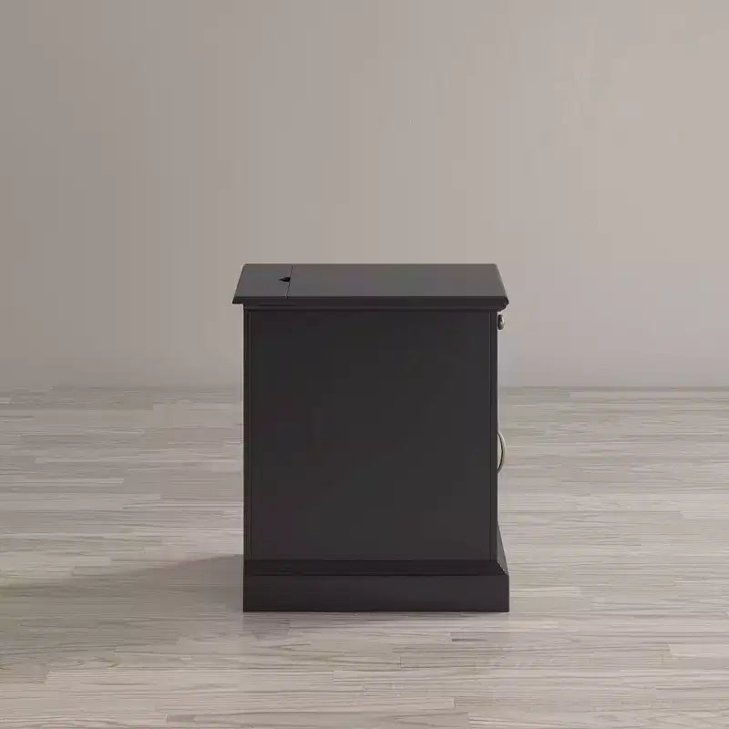 Table d'appoint de chevet avec port USB et acacia noir