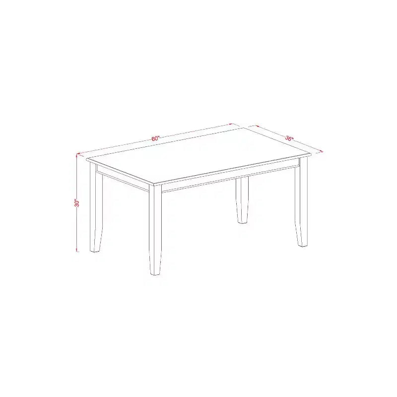 Table à manger rectangulaire, 36x60, Noir / Acajou
