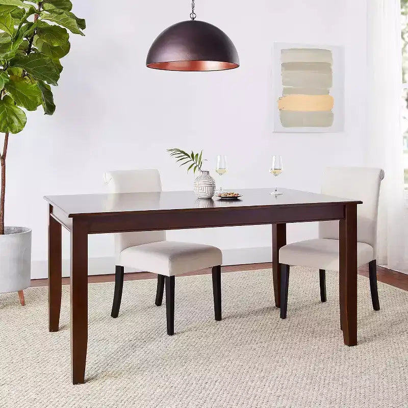 Table à manger rectangulaire, 36x60, Noir / Acajou