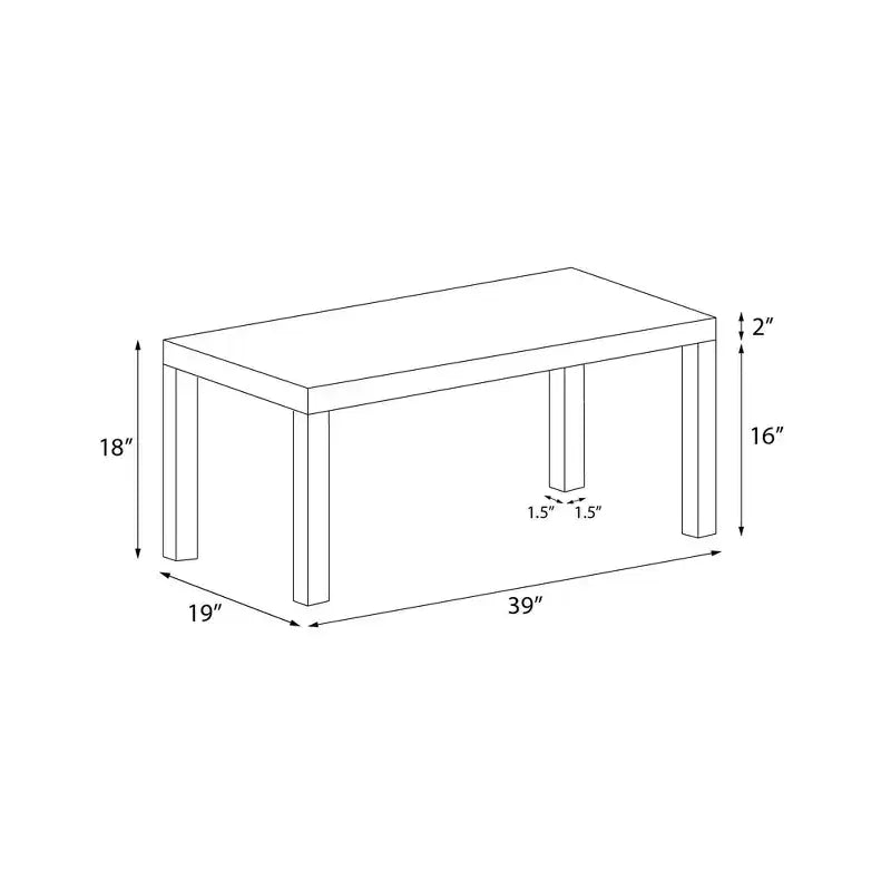 Table basse au fini chêne noir avec base à 4 pieds