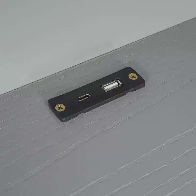 Lit de plateforme double en bois avec lumière LED intégrée, tête de lit multifonctionnelle, rail de protection et tiroirs