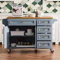 Îlot de cuisine 52'' avec abattant, étagères intégrées, tiroirs et étagère réglable, îlot de cuisine sur roulettes
