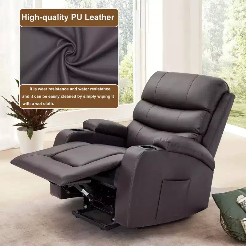 Fauteuil inclinable releveur avec massage et chauffage – Bleu / Marron / Blanc