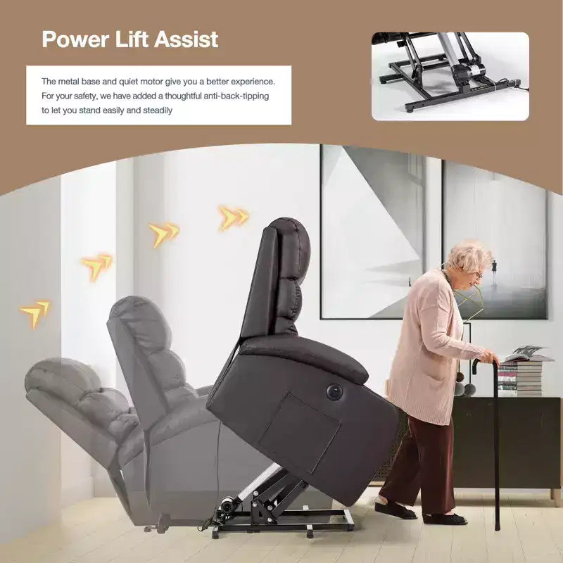 Fauteuil inclinable releveur avec massage et chauffage – Bleu / Marron / Blanc