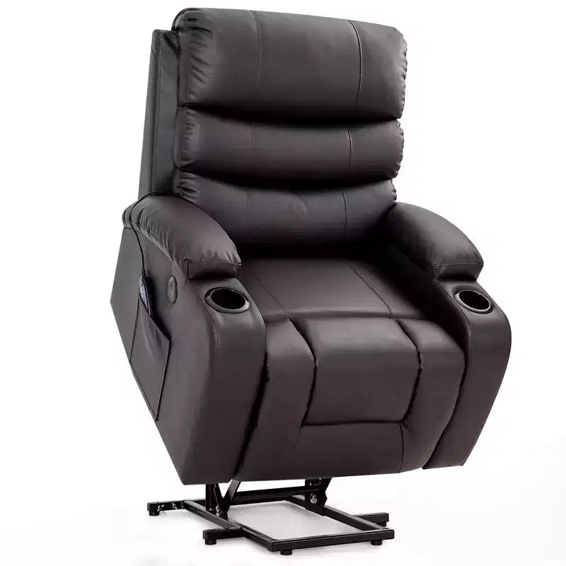 Fauteuil inclinable releveur avec massage et chauffage – Bleu / Marron / Blanc