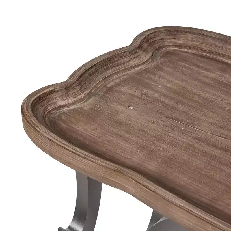 Table basse rectangulaire, pieds noirs et plateau marron, grande