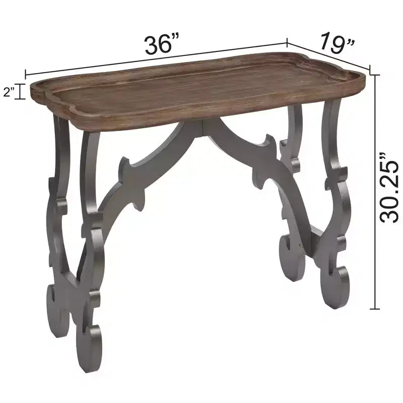 Table basse rectangulaire, pieds noirs et plateau marron, grande