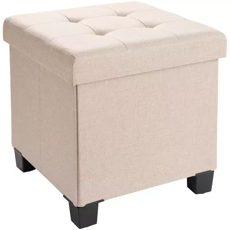Ornavo Home 15 Inch Square Linen Storage Ottoman with Legs