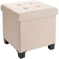 Ornavo Home 15 Inch Square Linen Storage Ottoman with Legs