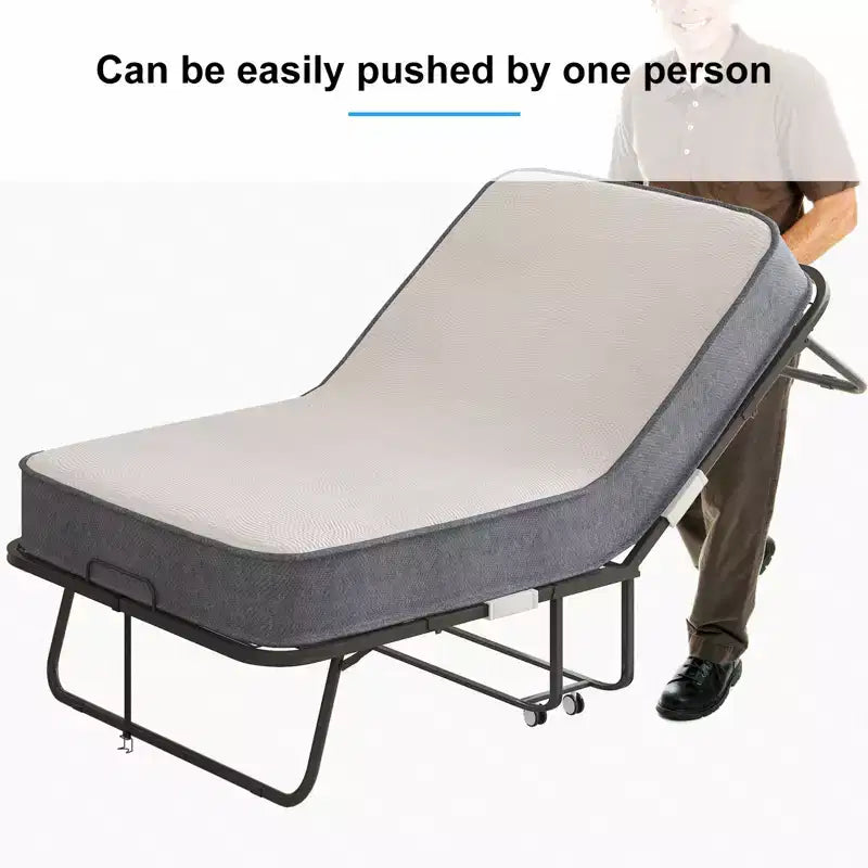 Lit pliant avec matelas, lit d'appoint portable, lit de camp, lit d'appoint pliable matelassé doux
