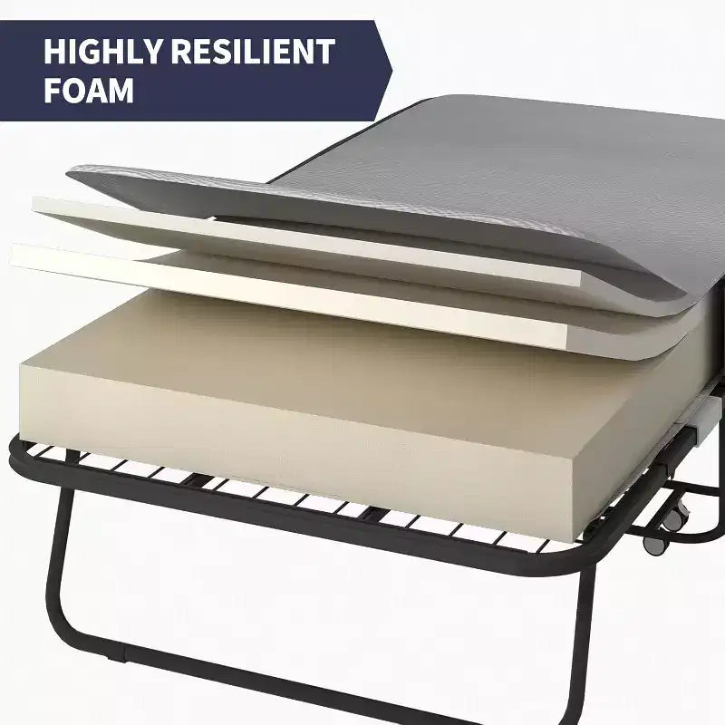 Lit pliant avec matelas, lit d'appoint portable, lit de camp, lit d'appoint pliable matelassé doux