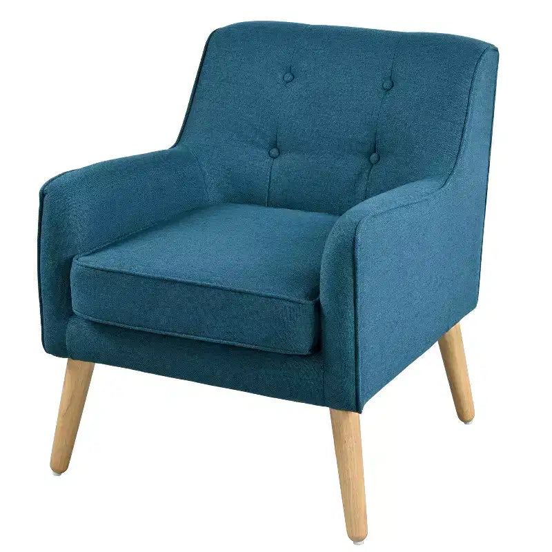 Fauteuil d'appoint capitonné moderne du milieu du siècle – Beige / Bleu / Anthracite / Violet