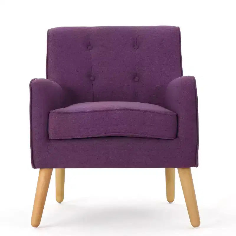 Fauteuil d'appoint capitonné moderne du milieu du siècle – Beige / Bleu / Anthracite / Violet