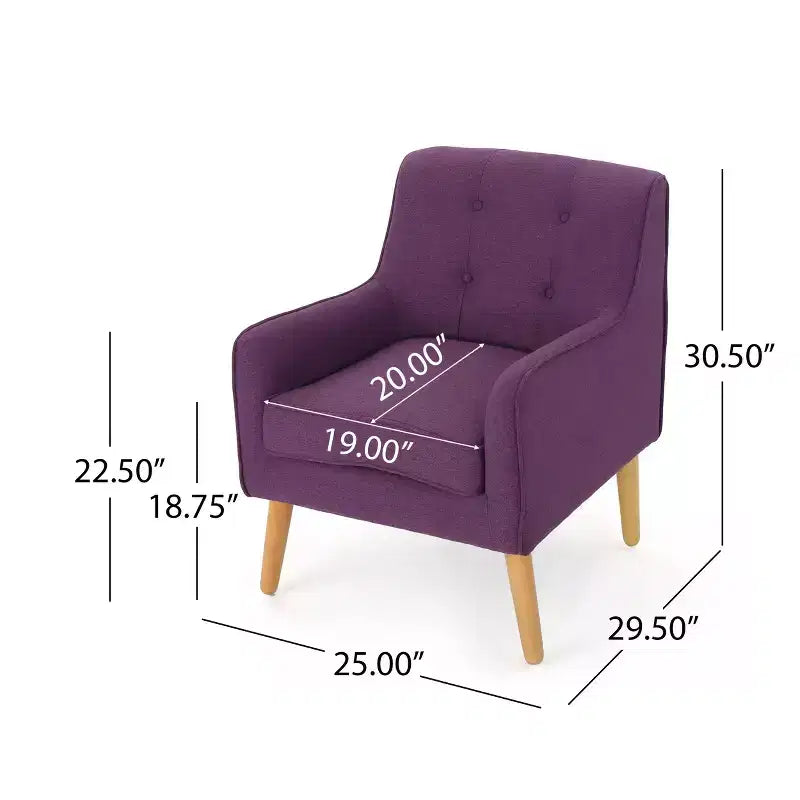 Fauteuil d'appoint capitonné moderne du milieu du siècle – Beige / Bleu / Anthracite / Violet