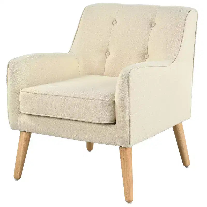 Fauteuil d'appoint capitonné moderne du milieu du siècle – Beige / Bleu / Anthracite / Violet