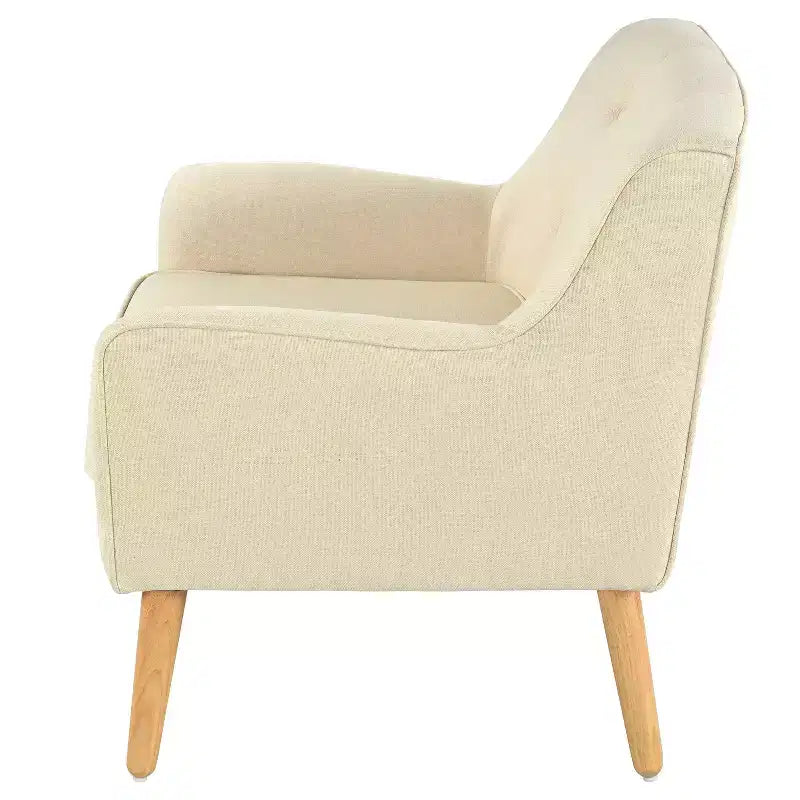 Fauteuil d'appoint capitonné moderne du milieu du siècle – Beige / Bleu / Anthracite / Violet