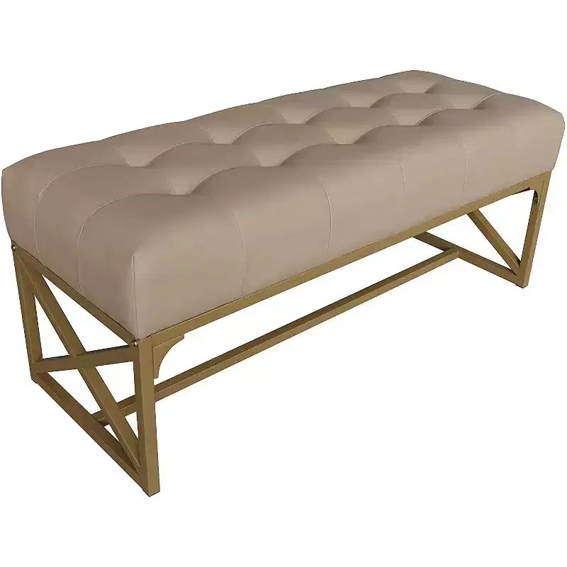 eHemco Modern Faux Leather Bench, 40.2 Inches, Gold