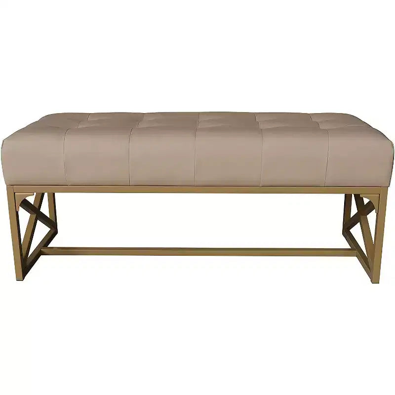 Banc moderne en similicuir, 102 cm, doré