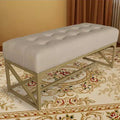 Banc moderne en similicuir, 102 cm, doré