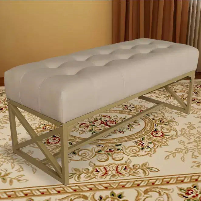 Banc moderne en similicuir, 102 cm, doré