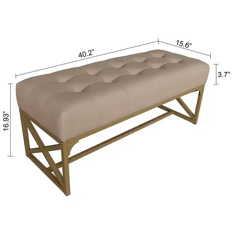 Banc moderne en similicuir, 102 cm, doré
