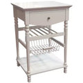 eHemco Euro Kitchen Cart with 1 Drawer, 2 Storage Shelves and 1 Basket, White