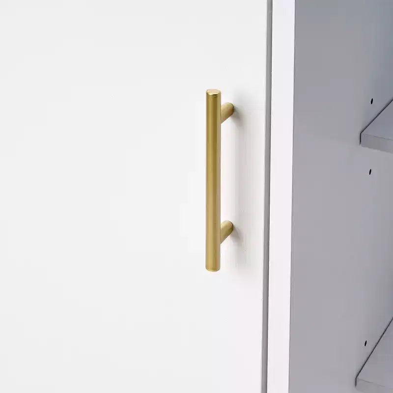 Meuble de Rangement au Sol à 4 Niveaux, Armoire de Cuisine avec Porte et Étagères Réglables, Organiseur Autonome pour Salle de Bain, Blanc