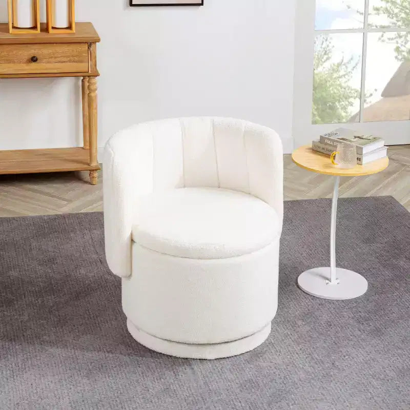 Fauteuil d'appoint pivotant avec rotation à 360° et rangement | Beige / Gris / Rose