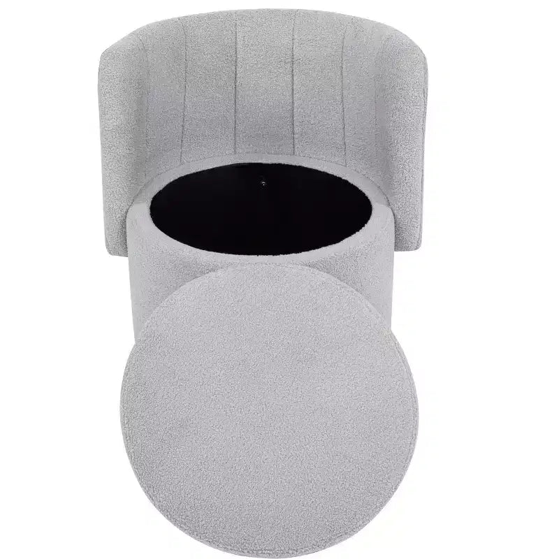 Fauteuil d'appoint pivotant avec rotation à 360° et rangement | Beige / Gris / Rose