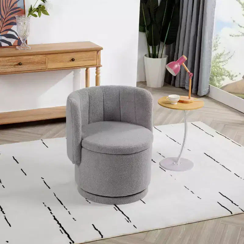Fauteuil d'appoint pivotant avec rotation à 360° et rangement | Beige / Gris / Rose