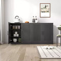 Bahut à grain de bois noir de 31x62x16, organisateur de rangement avec étagères réglables et portes en rotin pour cuisine, chambre, salon/salle à manger