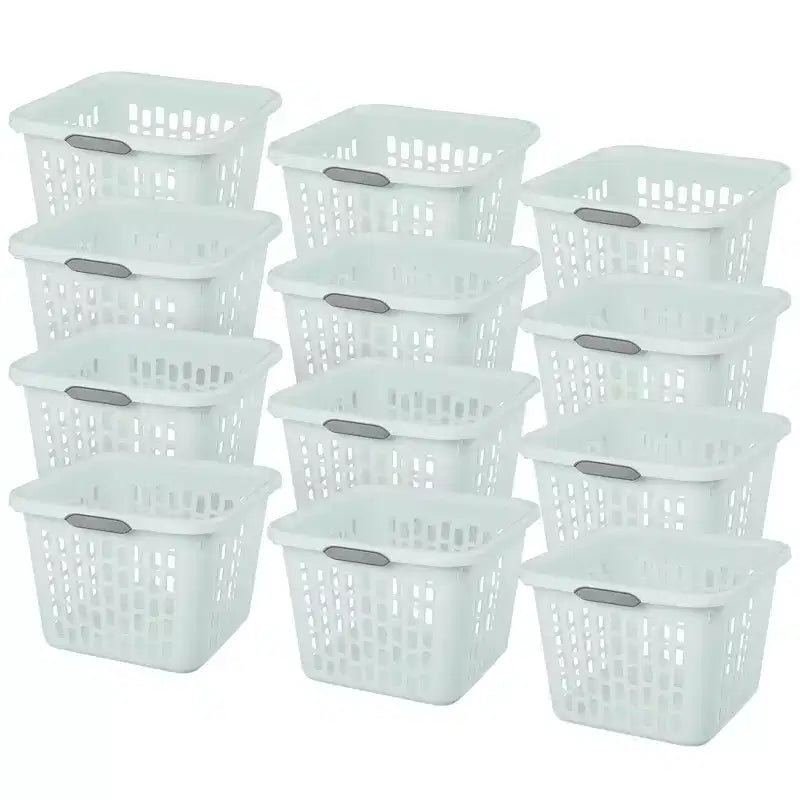 Panier à linge carré avec poignées, menthe et blanc – 35 et 70 litres