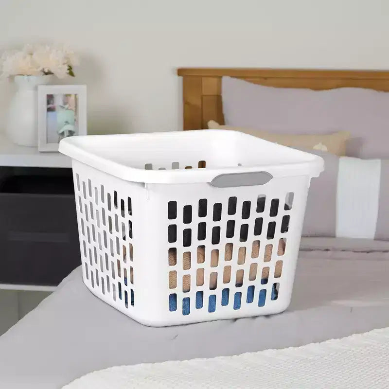 Panier à linge carré avec poignées, menthe et blanc – 35 et 70 litres