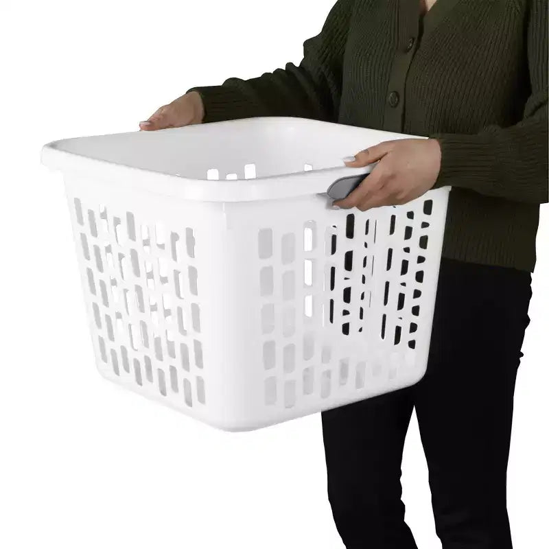 Panier à linge carré avec poignées, menthe et blanc – 35 et 70 litres