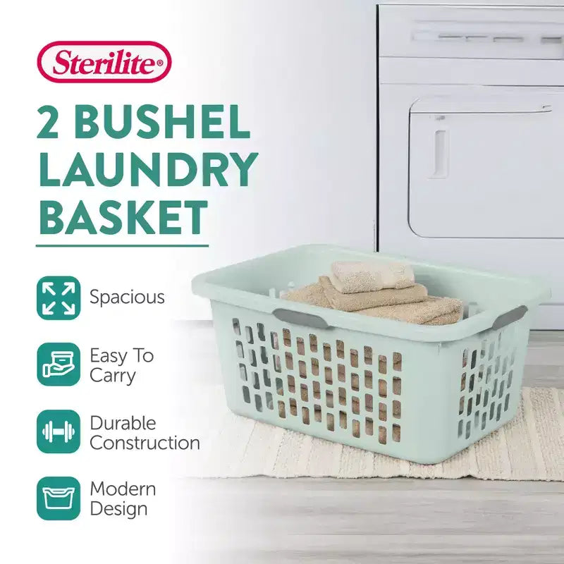 Panier à linge carré avec poignées, menthe et blanc – 35 et 70 litres