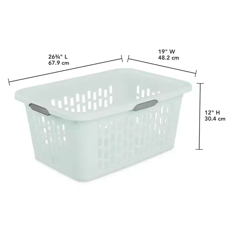 Panier à linge carré avec poignées, menthe et blanc – 35 et 70 litres